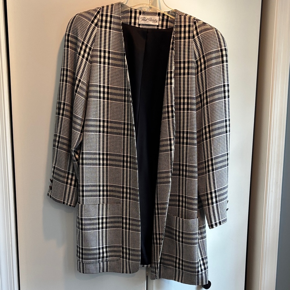 Vintage Paul Stanley Black and White Checkered Women's Blazer